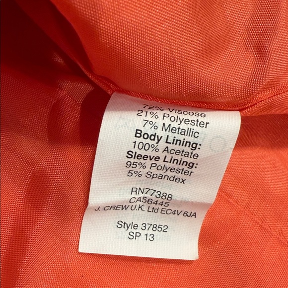 J.Crew Schoolboy Blazer in a Coral Orange multi pockets V neck fully lined SZ 2 - Picture 5 of 9
